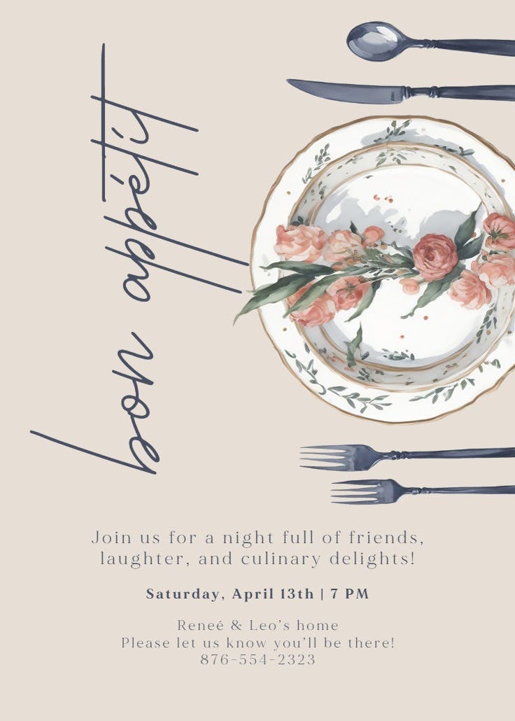 Bon appétit - dinner party invitation